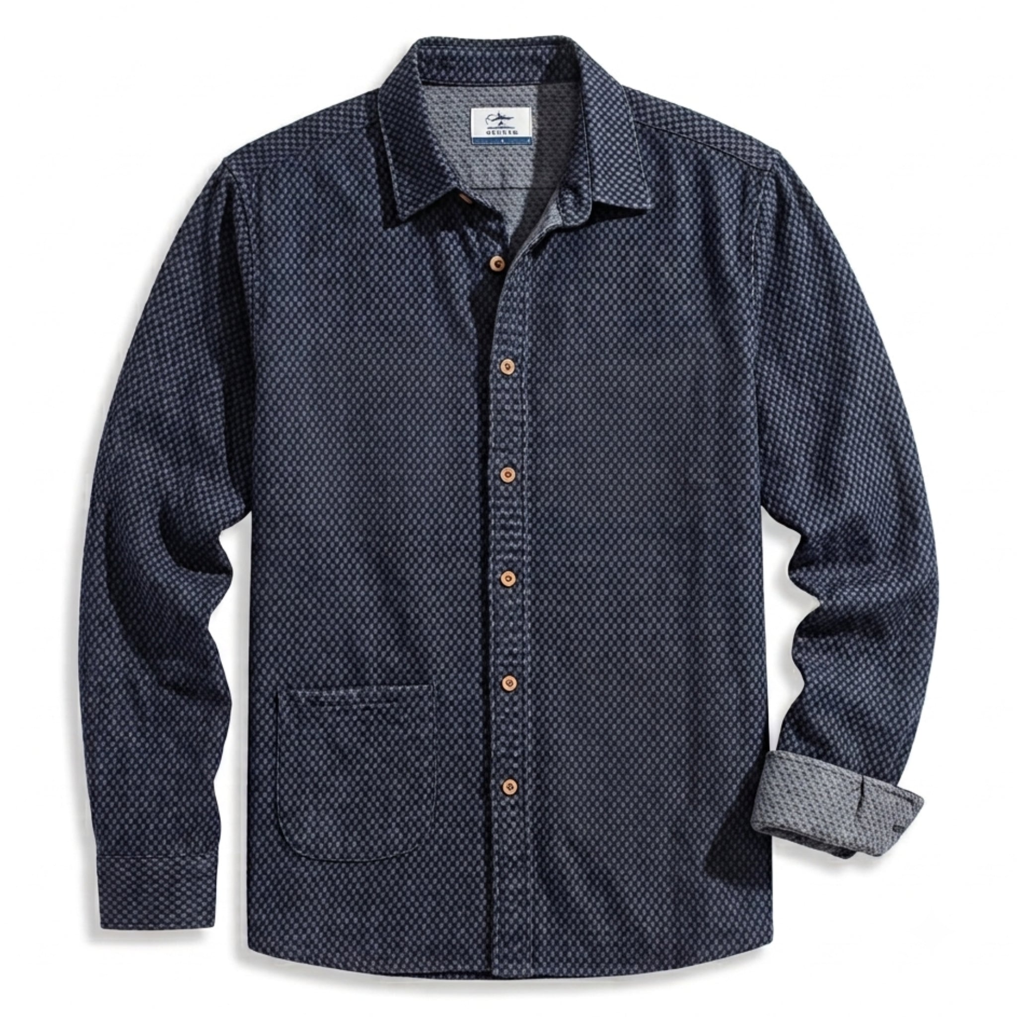 Oromen Checkered Jacquard Shirt - Front View