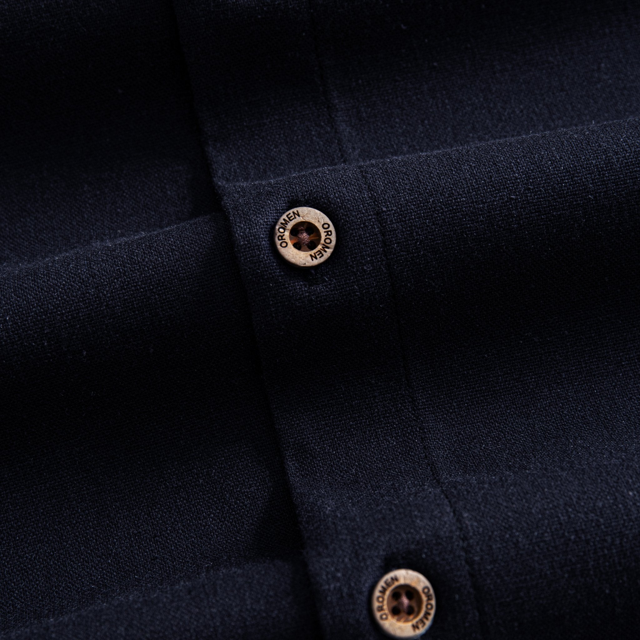 Oromen Freshwater Everyday Navy Blue Shirt - Natural Coconut Buttons