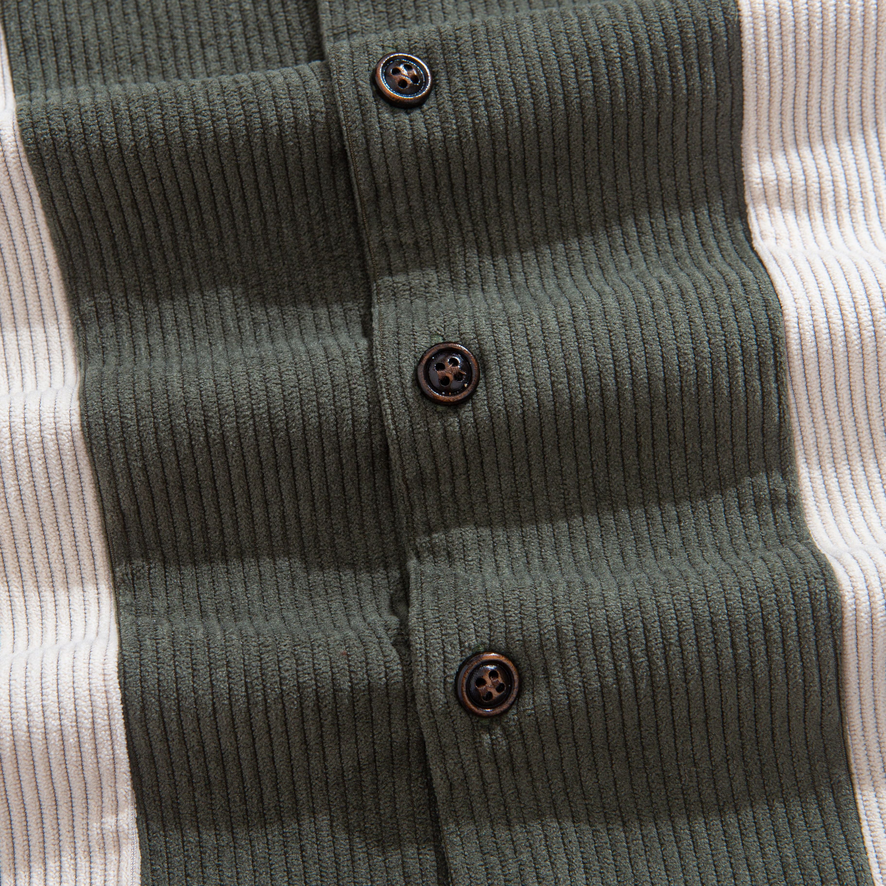 Retro Contrast Corduroy Shirt Metal Button Detail – OROMEN