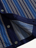 Ribbed hem detail on OROMEN Savile Herringbone Knit Shirt