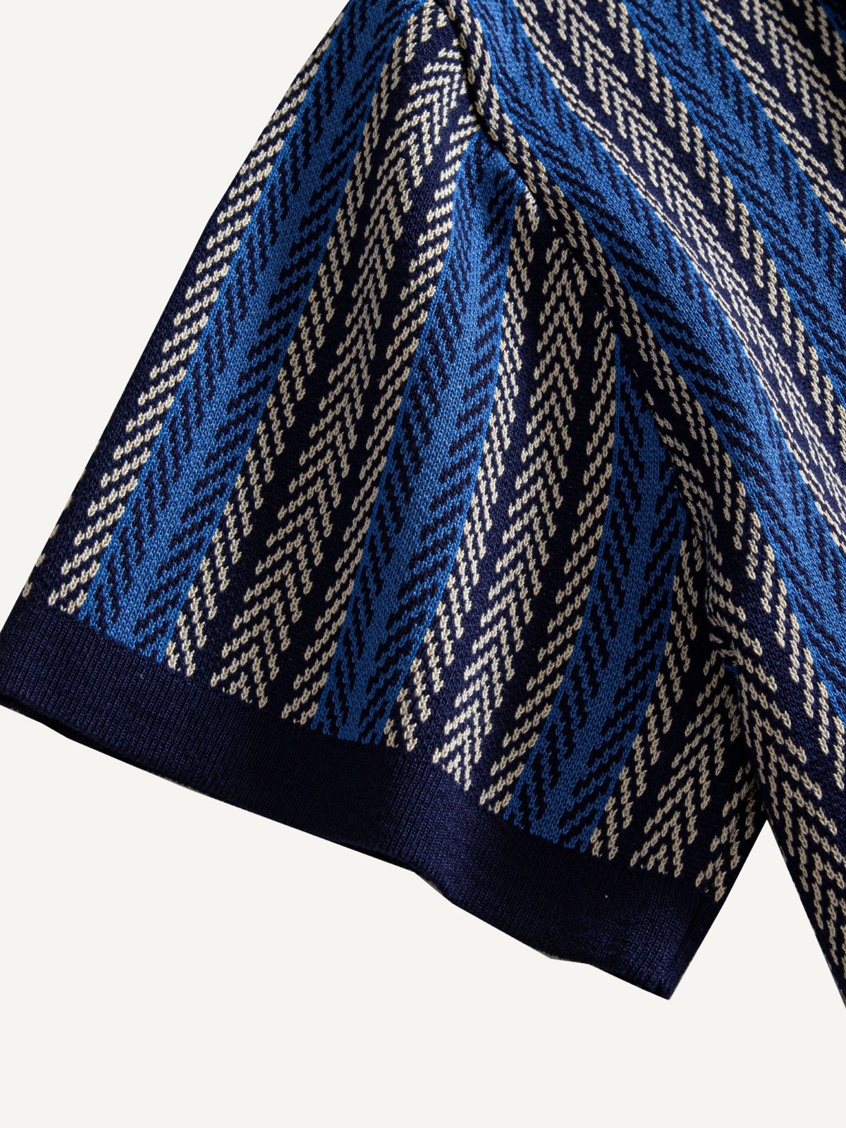 Ribbed sleeve cuff detail on OROMEN Savile Herringbone Knit Shirt