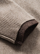 Ribbed sleeve cuff with contrast tipping detail of OROMEN Contrast Collar Knitted Sweater