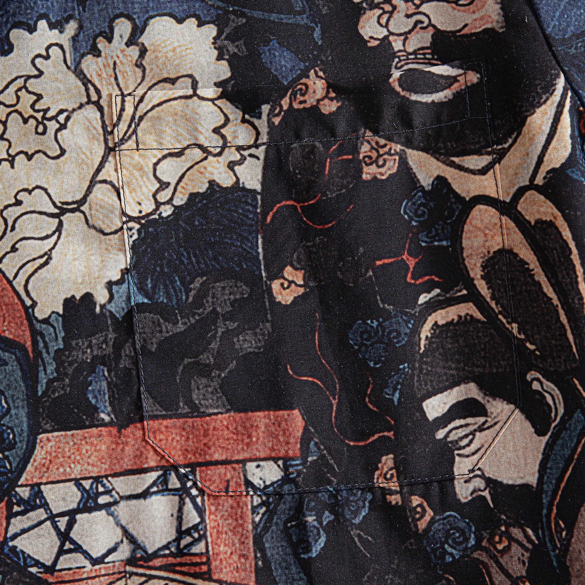 Samurai Chess Board Tencel Shirt – Collar & Placket Detail