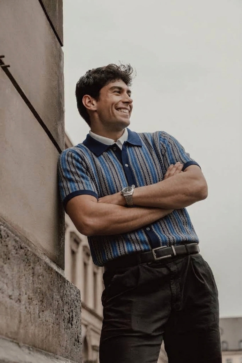 Savile Herringbone Knit Shirt - Model 4