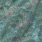 Secret Garden aloha shirt button-down collar with hand-painted garden florals