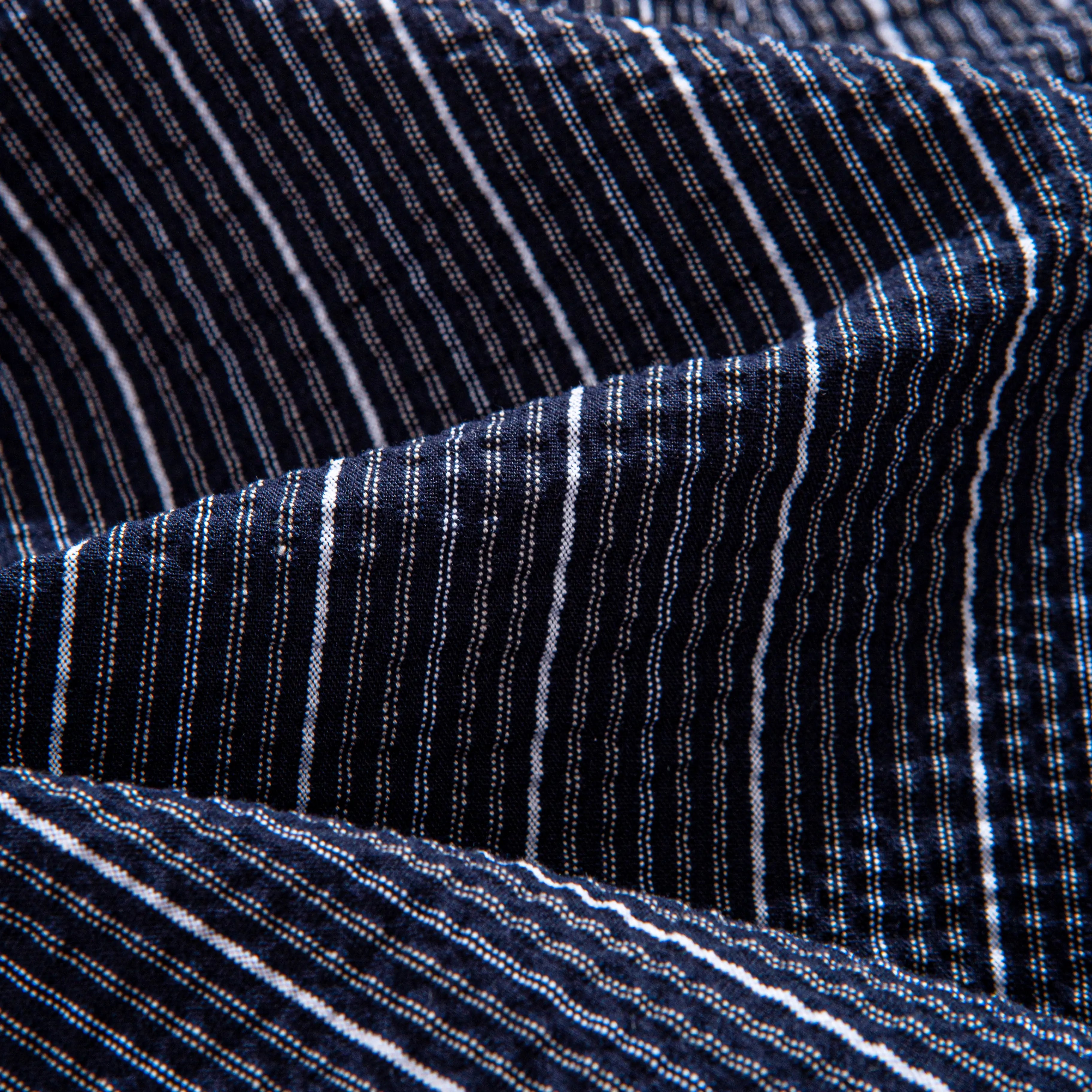 Seersucker Fabric Close-Up — Dual-Texture 100% Cotton Weave