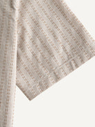 Short sleeve cuff and double-needle stitching detail of OROMEN Sashiko Stripe Cotton Shirt