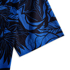 Short sleeve hem detail of OROMEN Blue Bush Hawaiian shirt – blue tropical print