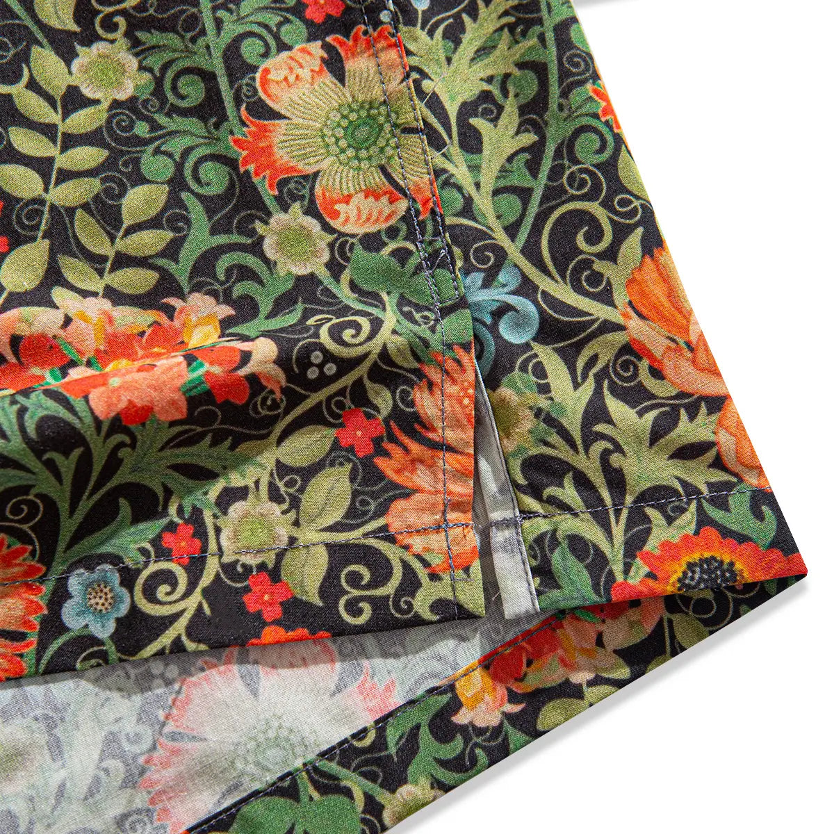 Side vent detail - Mojito floral aloha shirt comfort and mobility design