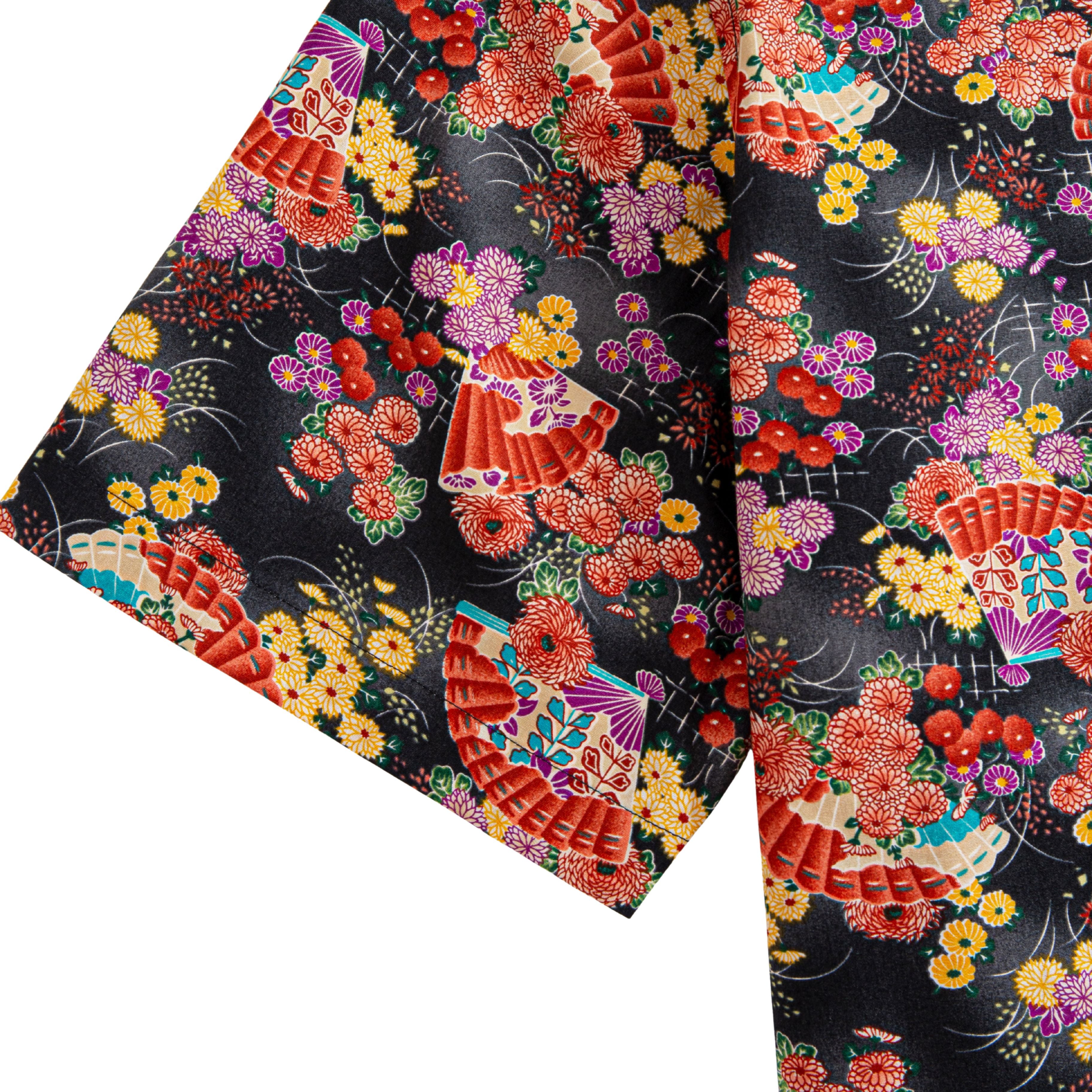 Side view of Cherry Blossoms Blizzard ukiyo-e shirt styling