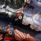 Side view of Japanese-inspired Aloha shirt with natural coconut buttons