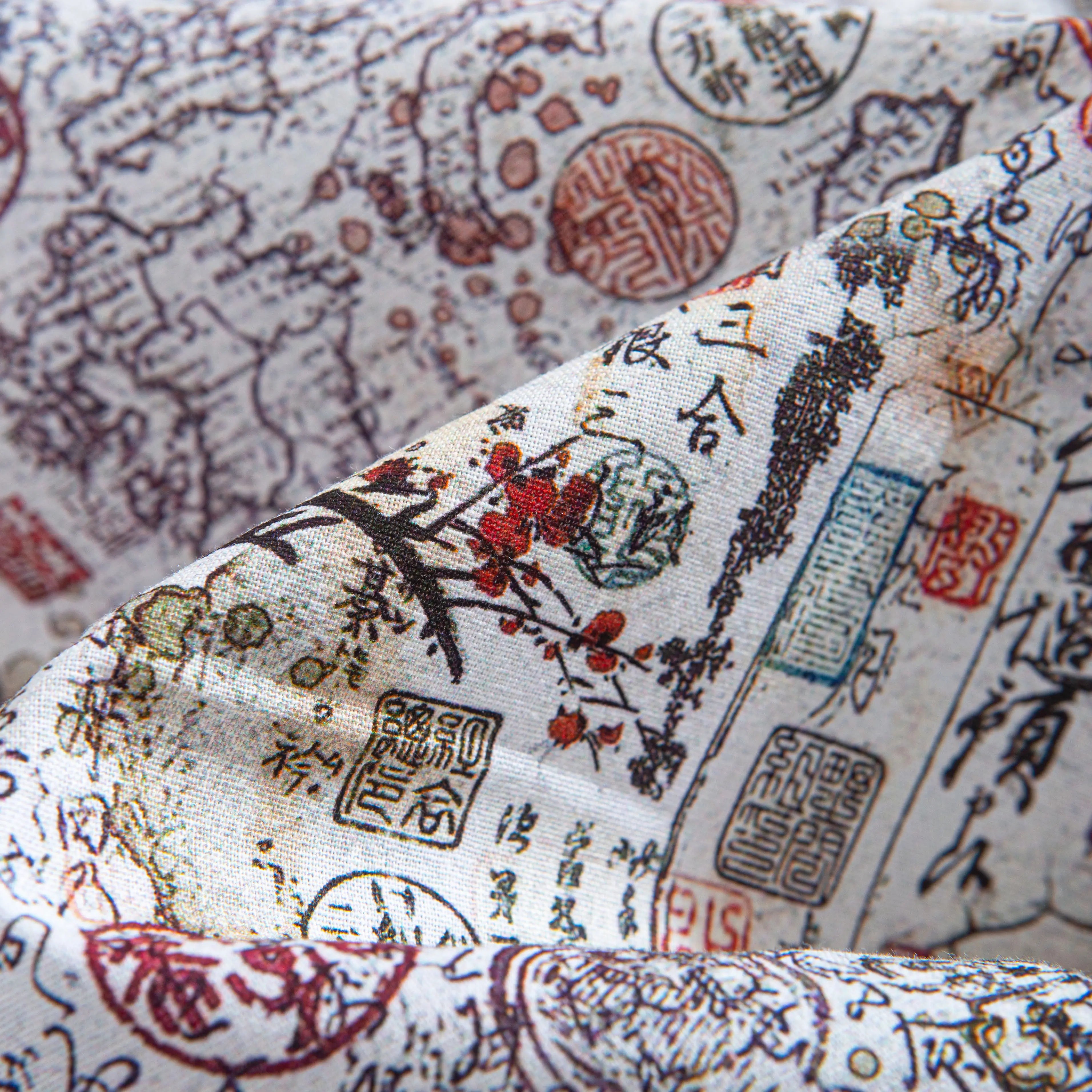 Side view of Japanese-inspired aloha shirt with coconut buttons