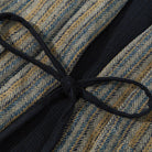 Side tie drawstring detail on side A of OROMEN KIMONO020, yellow stripe kimono coat, adjustable hem cord, wabi-sabi accent