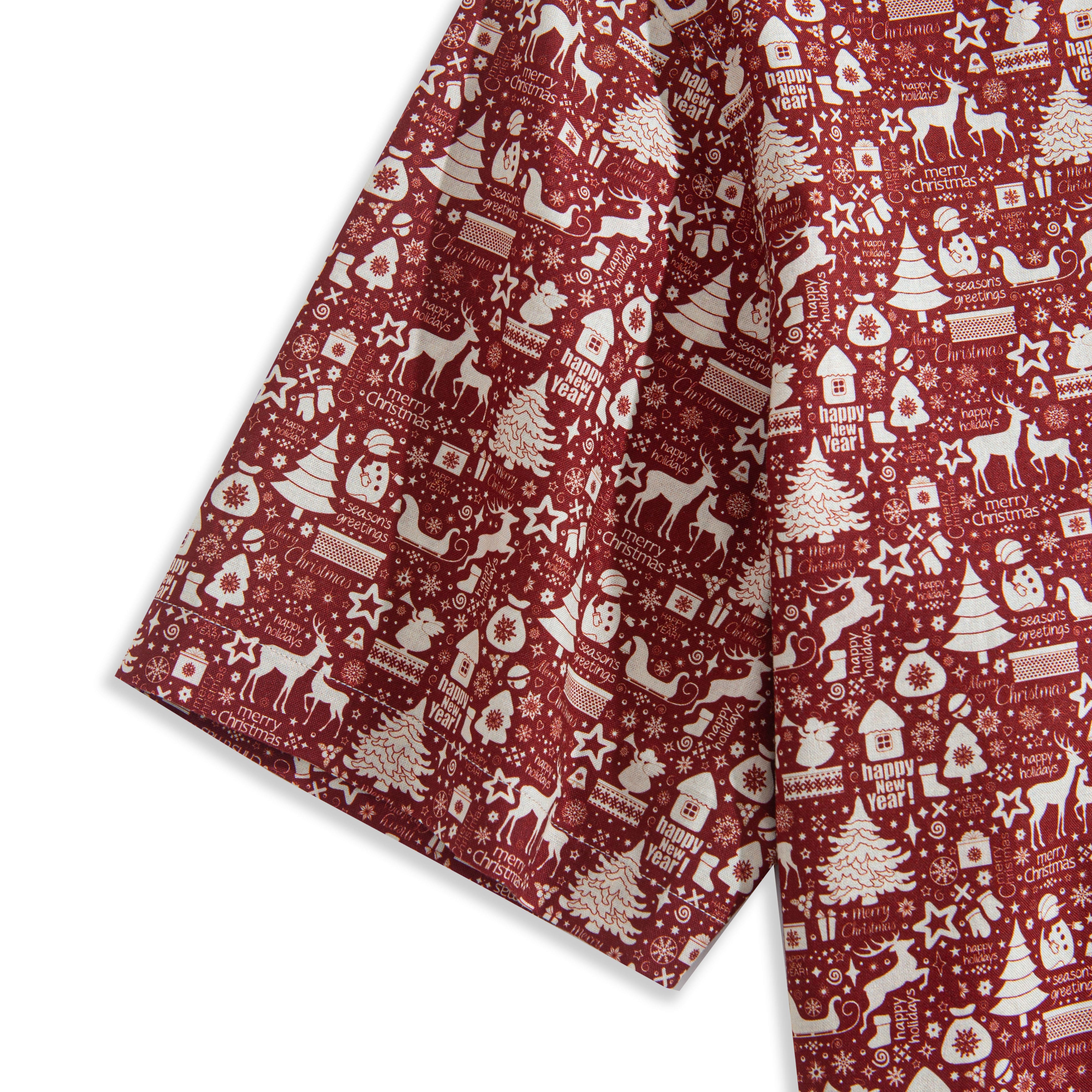 Sleeve Detail – OROMEN Fantasy Christmas Patchwork Shirt