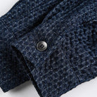 Sleeve cuff detail of OROMEN OROAW042 Checkered Jacquard Shirt, navy jacquard check, clean cuff finish, button closure