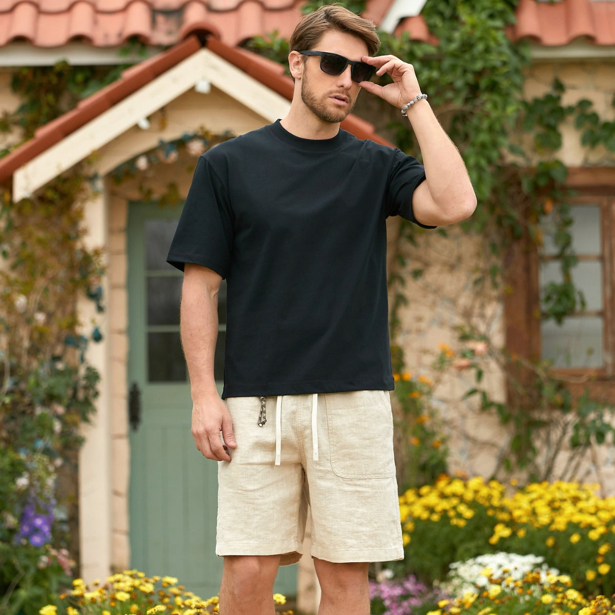 Solid Cotton T-Shirt – Model Wearing Full Look