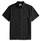 Tailored linen shirt in black - 100% pure linen short sleeve shirt by OROMEN