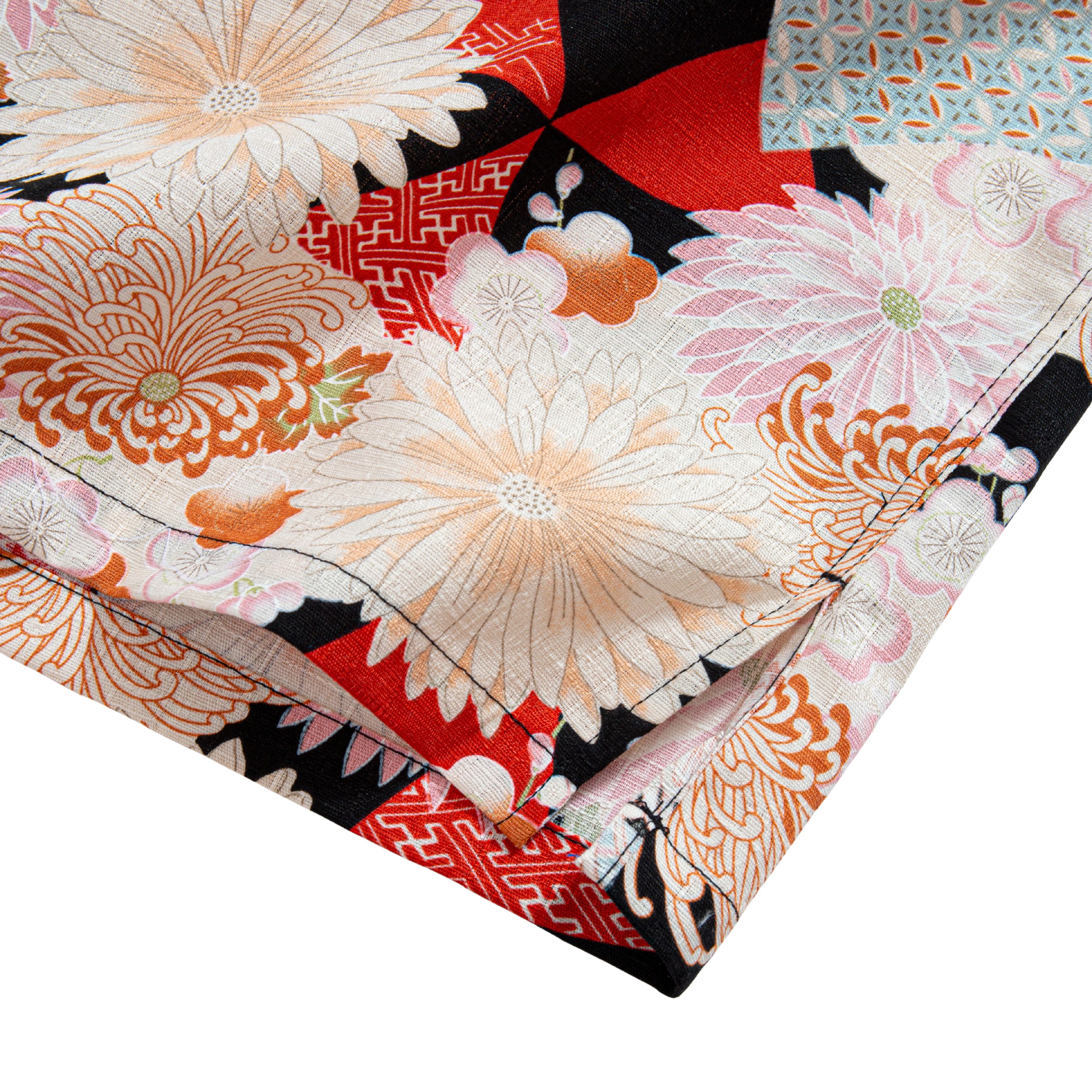 Taisho era inspired chrysanthemum shirt lifestyle shot