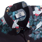 Thousand Cranes Aloha Shirt Black - Traditional Japanese Origami Bird Pattern
