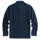 Two-Tone Woven Shirt Back View – Cotton Linen Long Sleeve