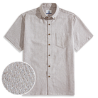 Two-tone beige white woven cotton linen shirt - OROMEN 50/50 blend summer shirt