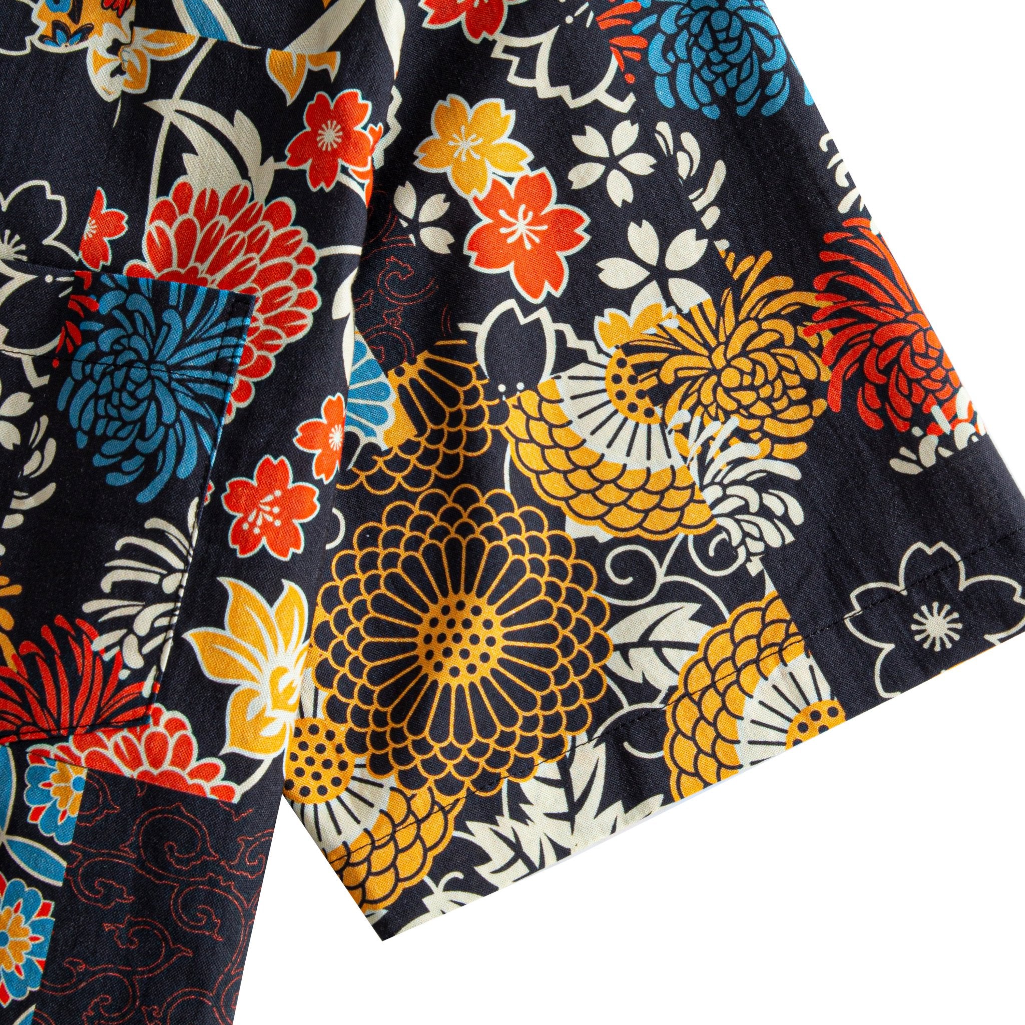 Ukiyo-e Patchwork Shirt – Hem & Cuff Detail