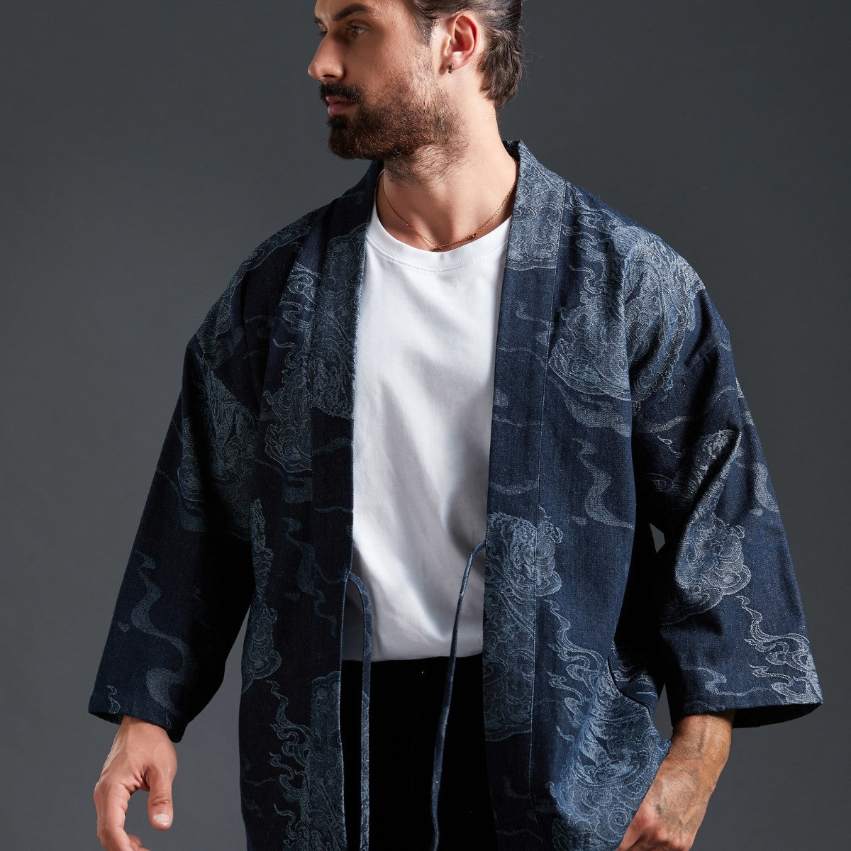 OROMEN | Ukiyo-e Tiger Haori Kimono | 100% Cotton Padded Japanese