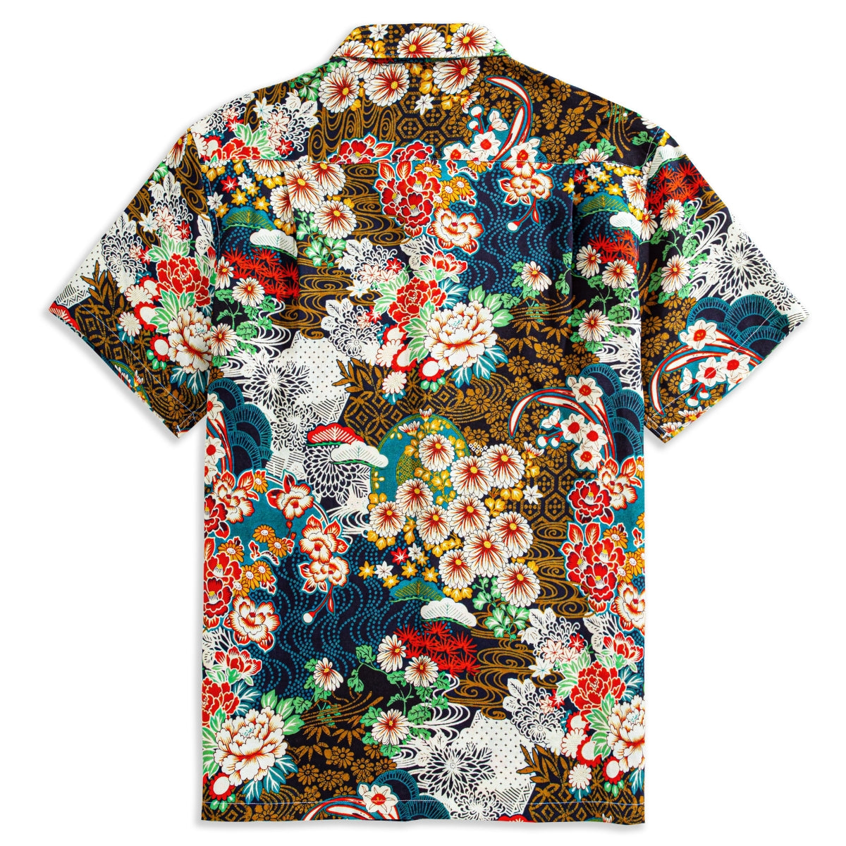 Ukiyoe Garden Japanese Aloha Shirt - Tencel Linen Blend Button