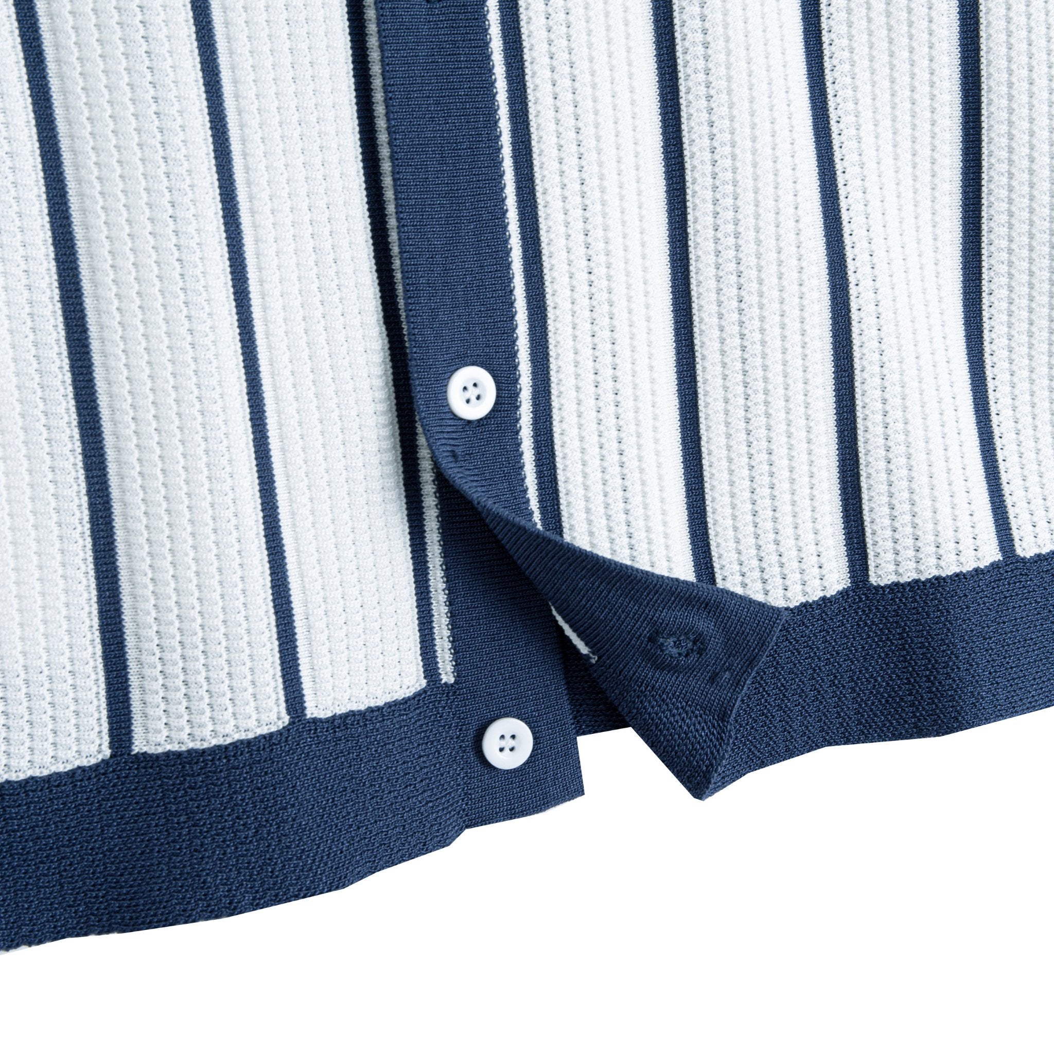 Vertical Stripe Knit Cardigan Shirt – Flat Lay Detail