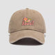 Vintage Cotton Denim Hat Khaki Color - OROMEN Hawaii Hibiscus Design with Adjustable Fit