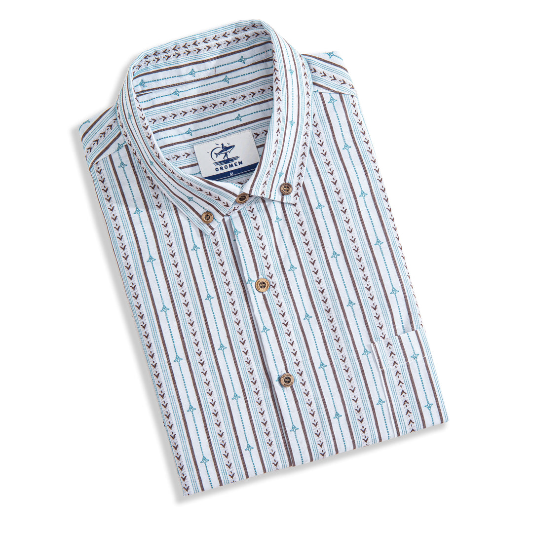 Embroidered Flower Bud Textured Stripes