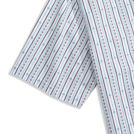 Embroidered Flower Bud Textured Stripes