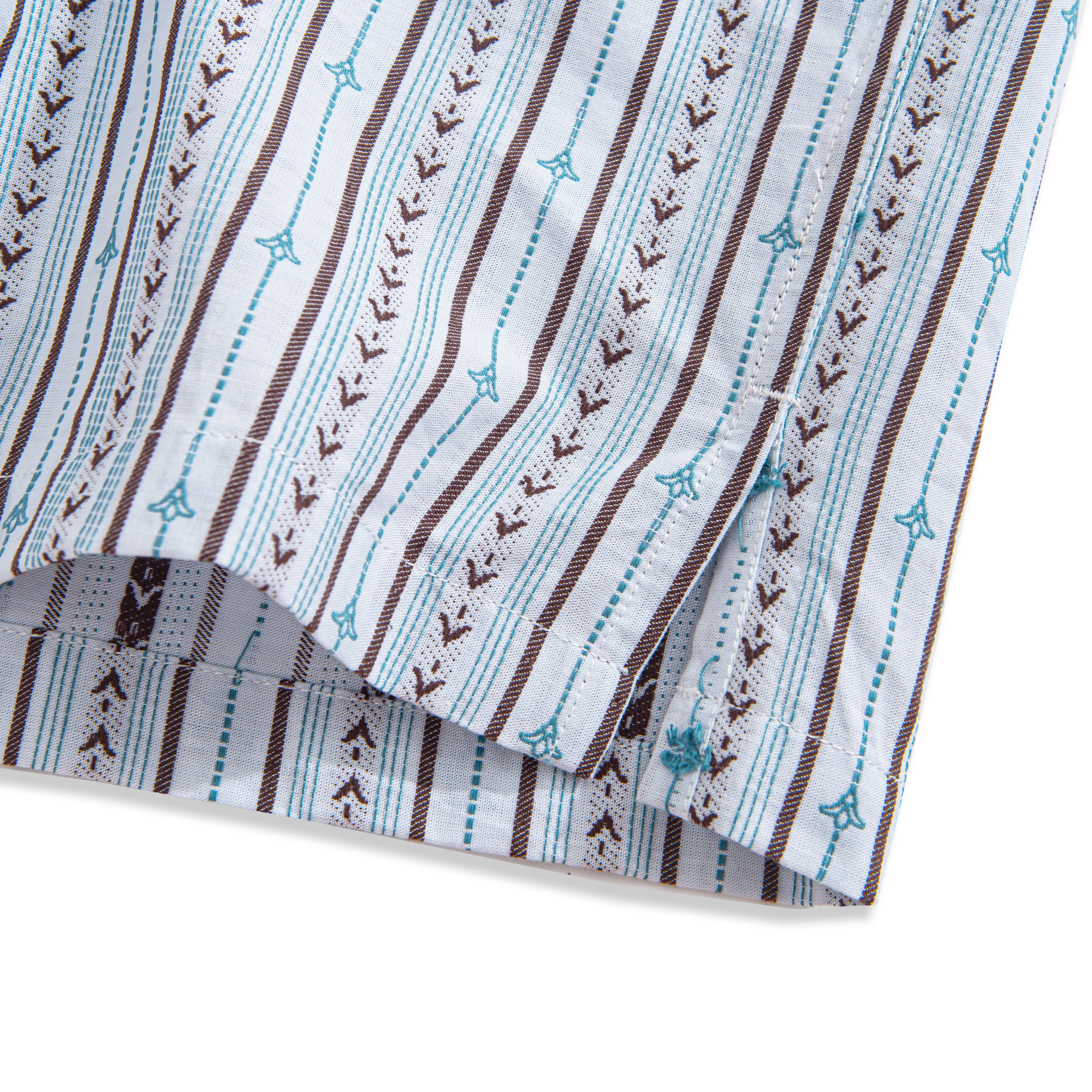 Vintage ribbon striped shirt - all-season retro style with natural coconut buttons