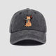 Washed samurai cat embroidered baseball cap - front view with Japanese ukiyo-e design