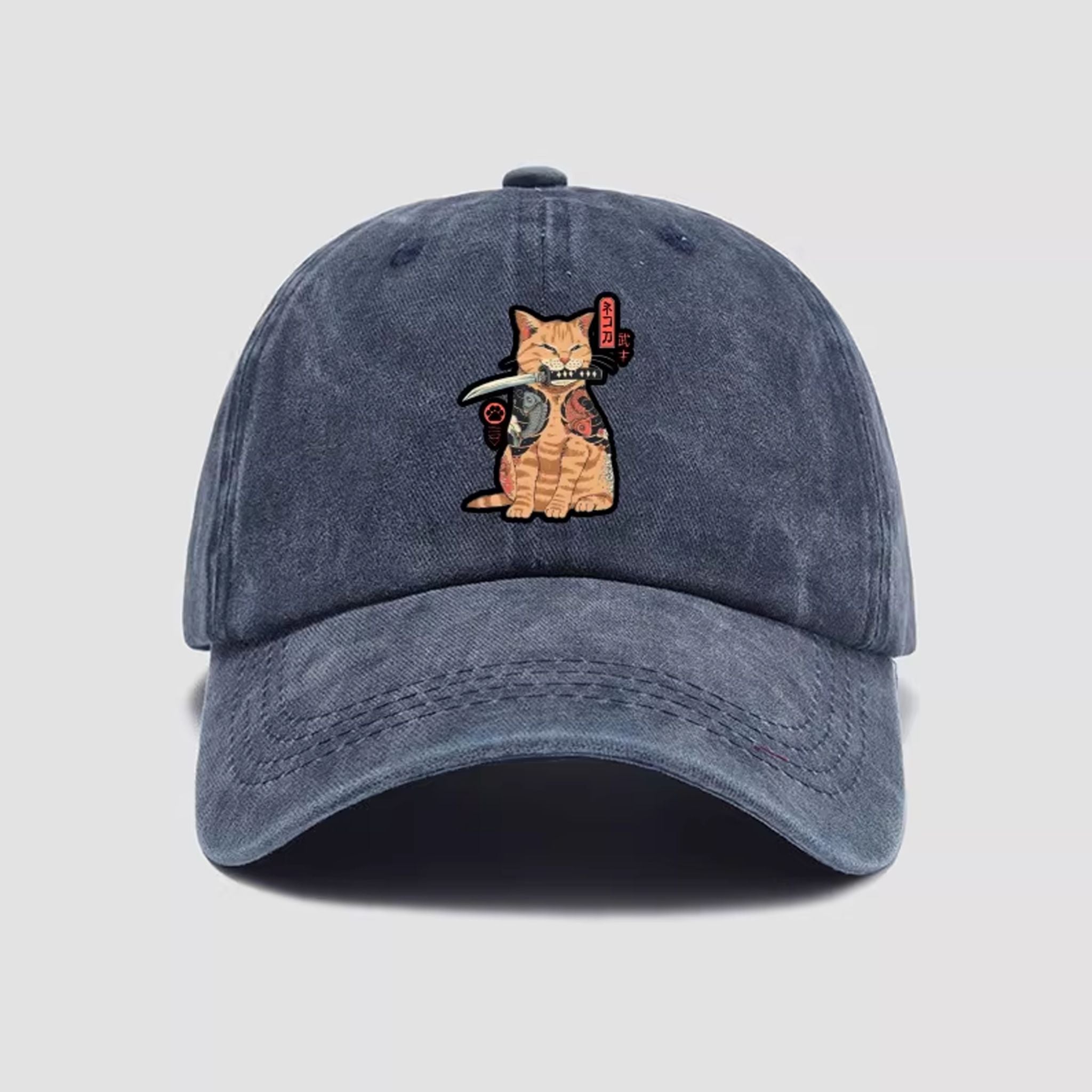 Washed samurai cat hat - alternative color or angle view