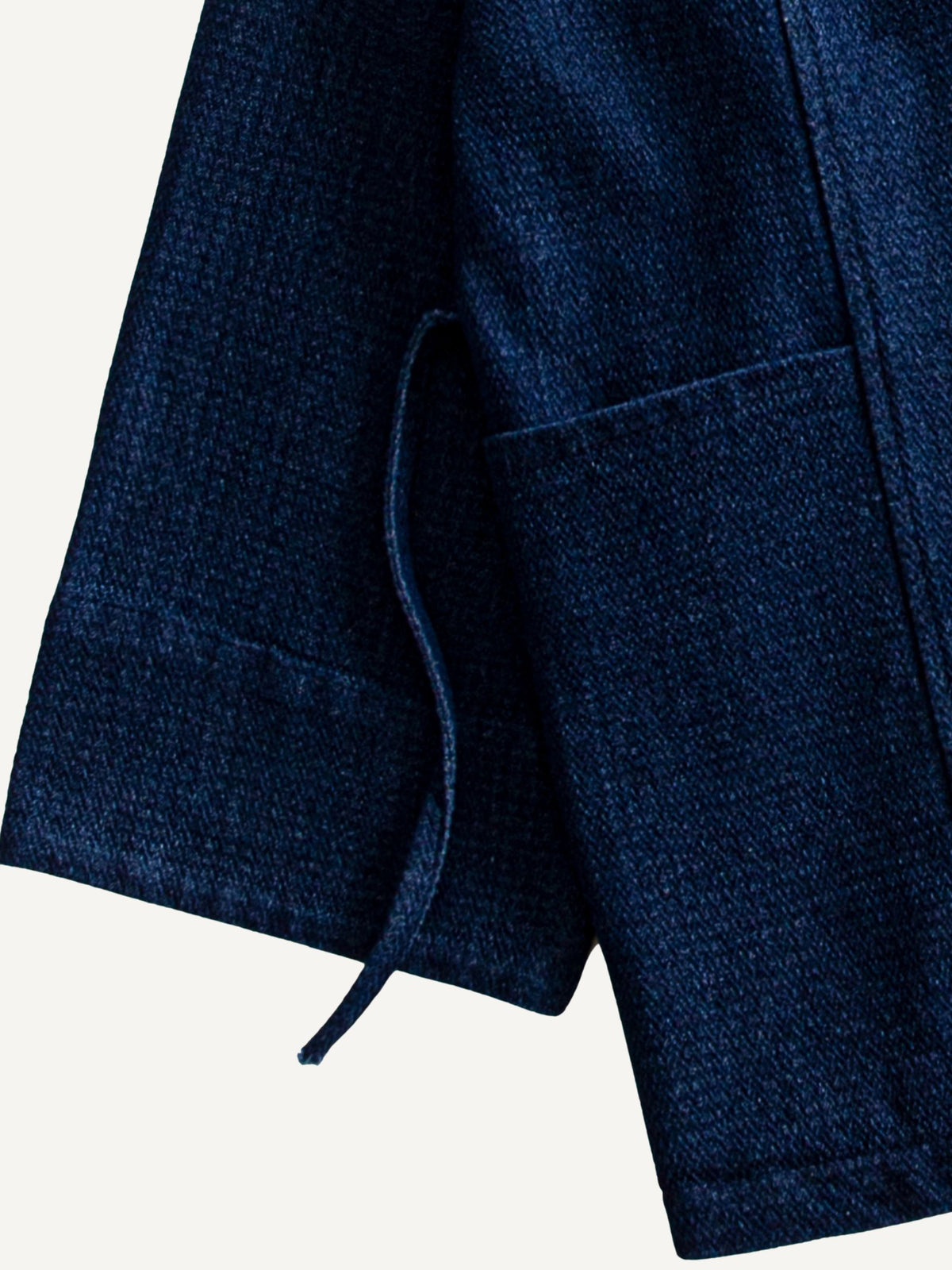 Wide sleeve cuff detail on OROMEN Indigo Sashiko Haori Kimono